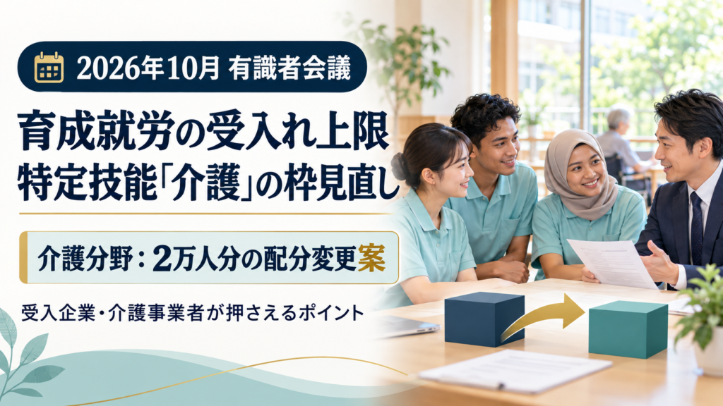 【2026年10月】育成就労の受入れ上限と特定技能「介護」の枠見直し――有識者会議の資料から考える採用計画