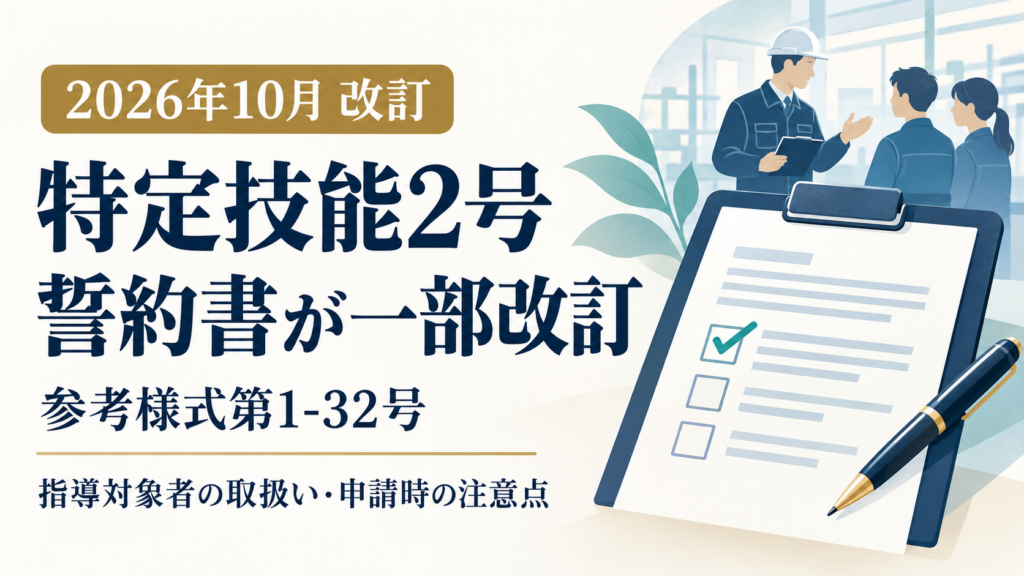 特定技能2号の誓約書が2026年10月に一部改訂――指導対象者の取扱いと企業の対応